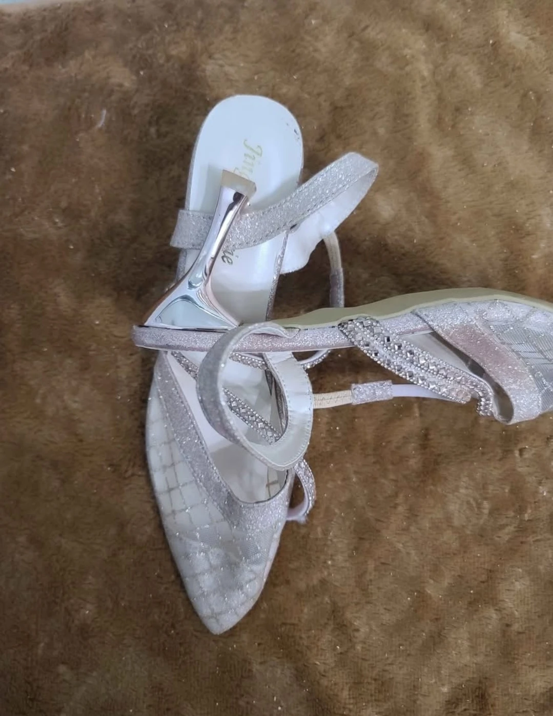 Jingpinxie Women's Silver Glitter Strappy Heels - photo 3