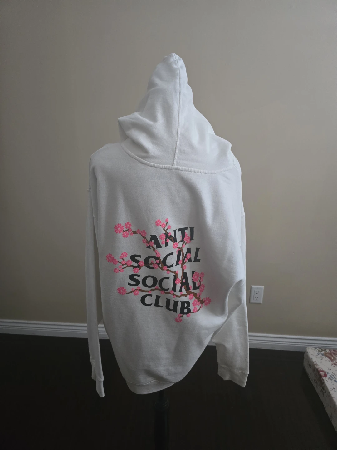 Anti Social Social Club White Hoodie with Cherry Blossom Graphic - photo 3