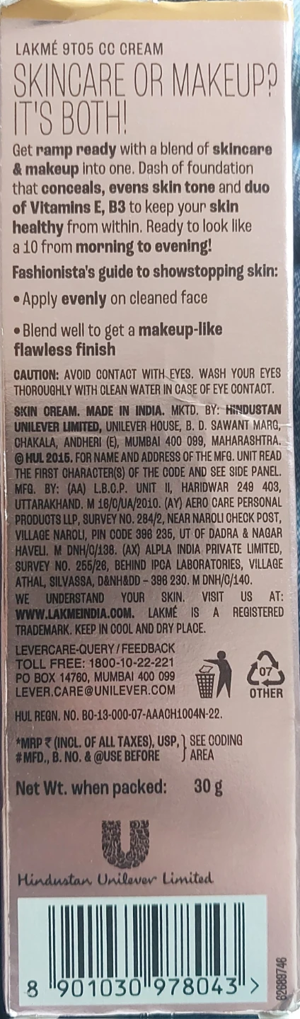 Lakme 9 to 5 CC Cream SPF 30 Beige - photo 2