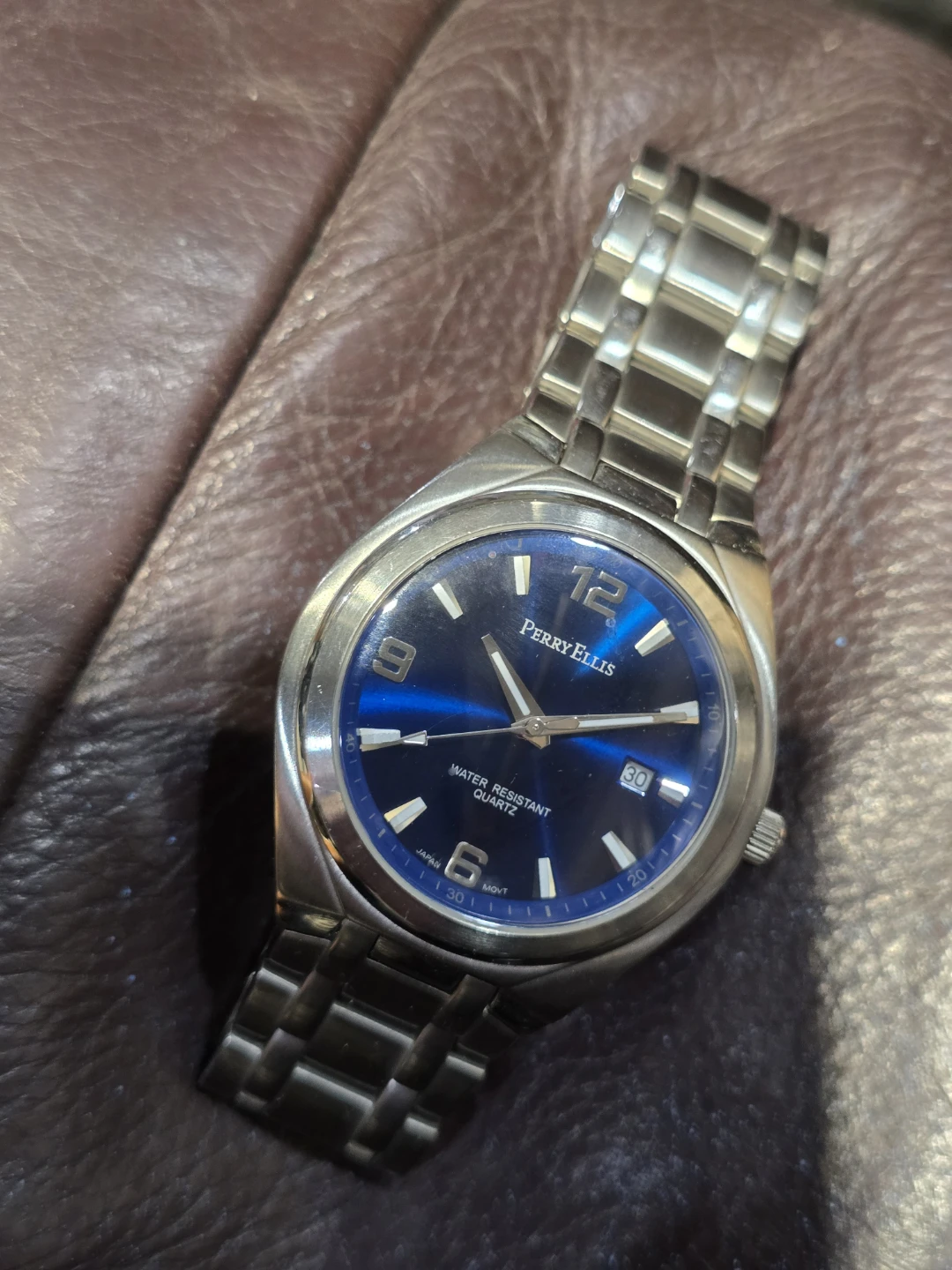 Perry Ellis Men's Blue Dial Stainless Steel Quartz Watch APE9564