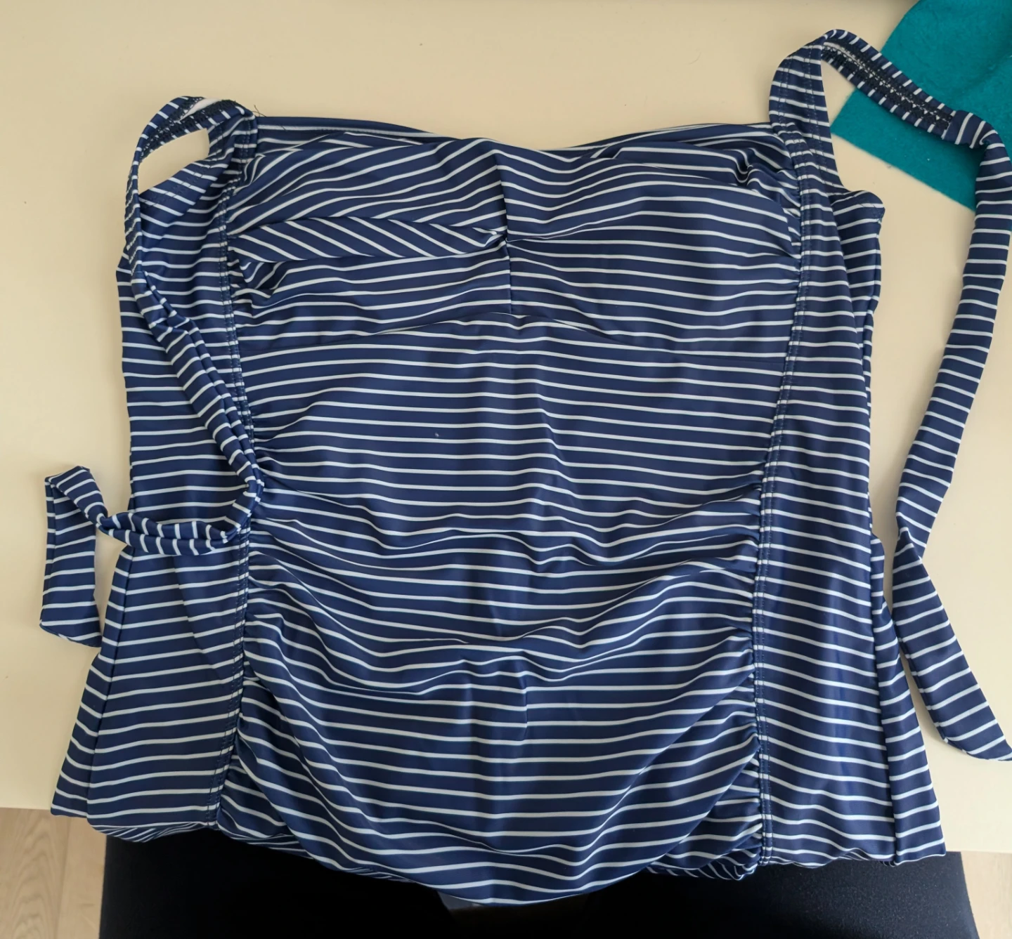 Blue and White Striped Tankini Top Size L