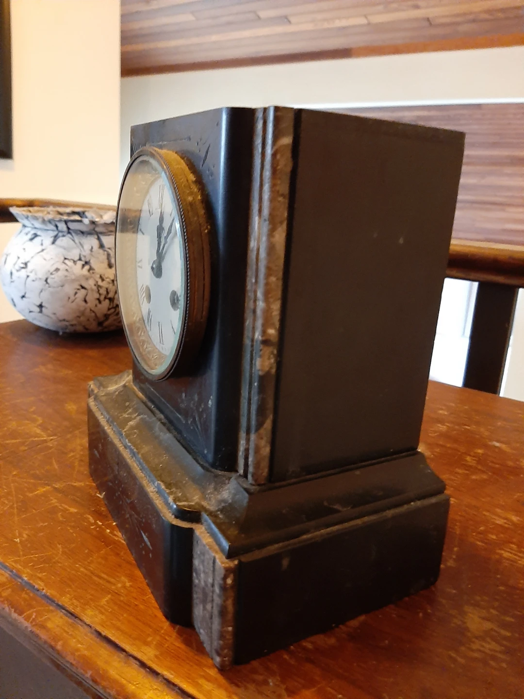 Antique slate Mantel Clock - photo 4