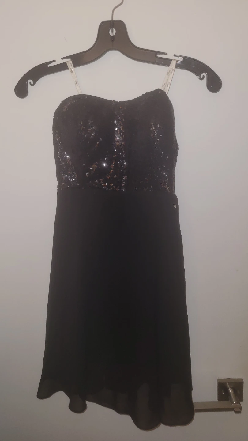 Black sequin strapless dress - photo 2