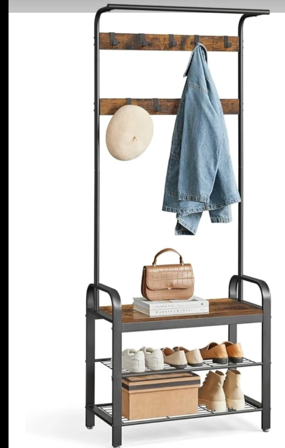 VASAGLE Hall Tree with Bench and Shoe Racks