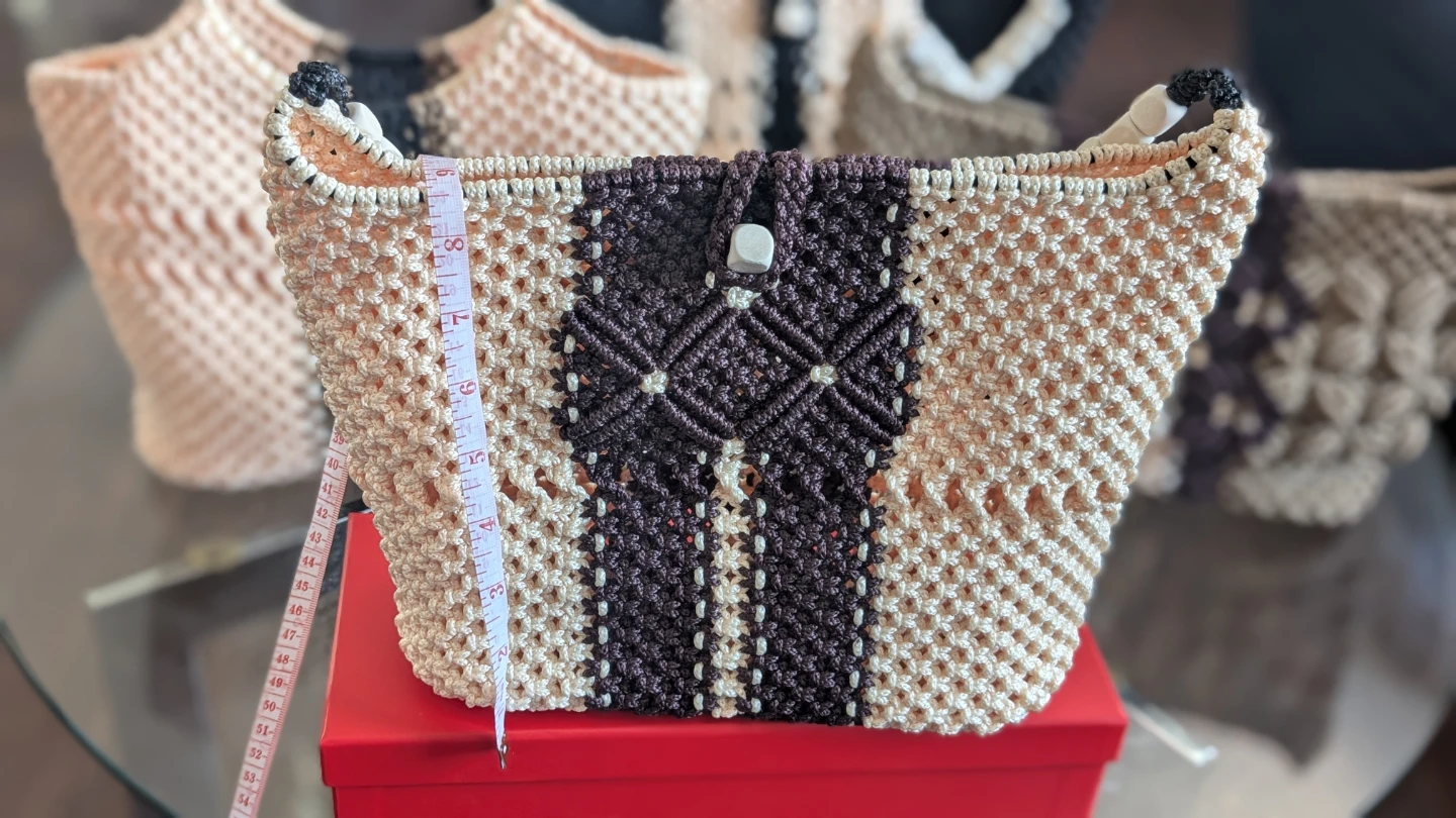 Handle Bag (Cream White  and Brown ) - photo 2