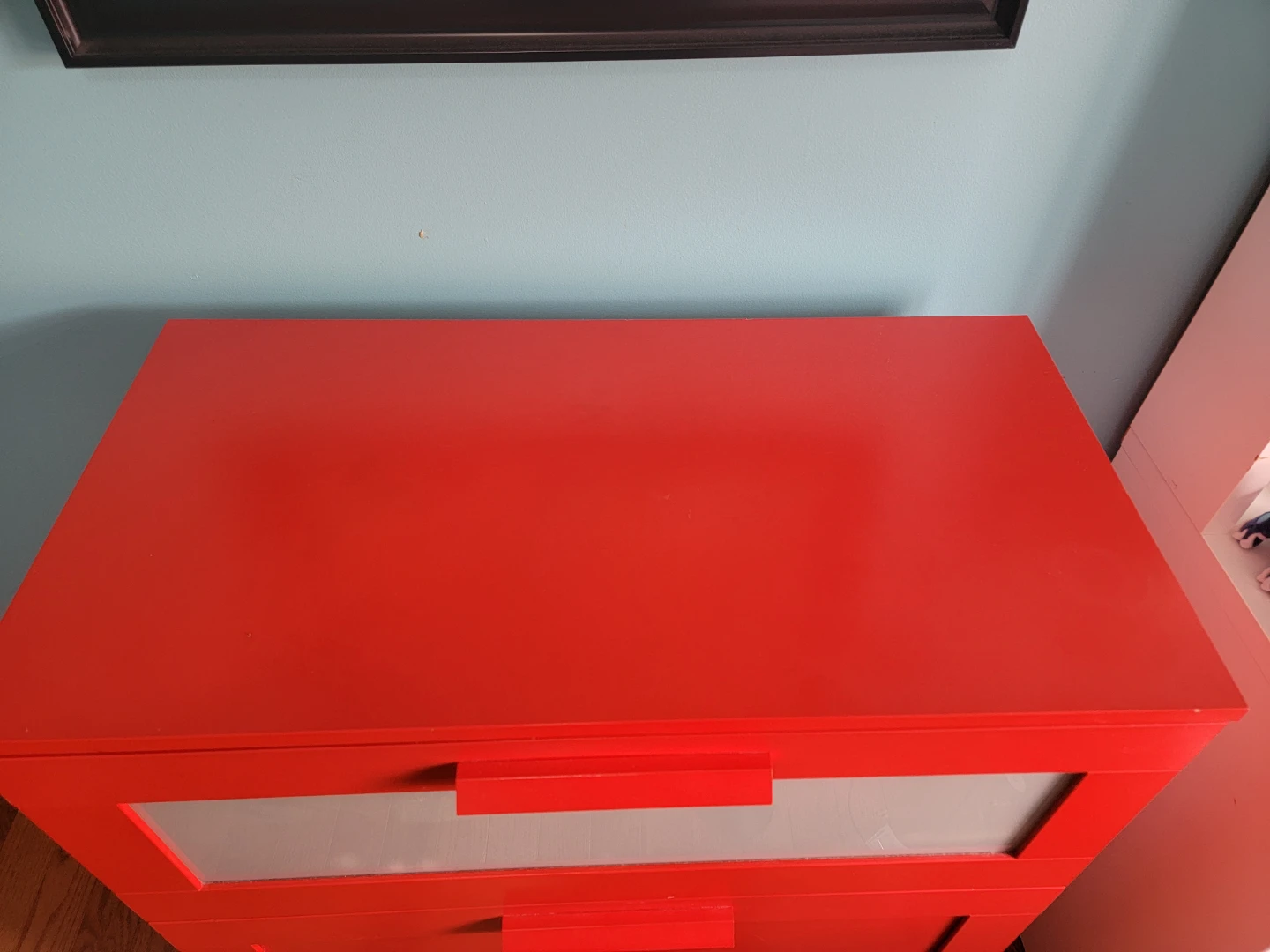 IKEA Red 3-Drawer Chest with Frosted Glass Insert - photo 2