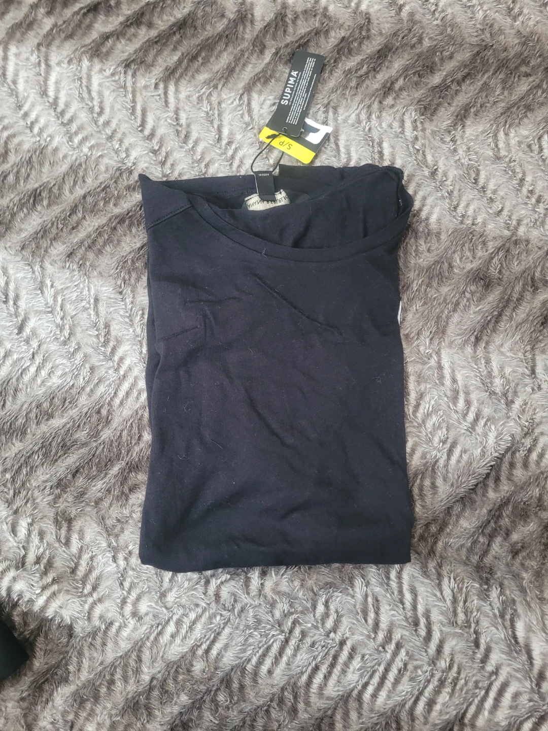 SUPIMA Black Cotton T-Shirt Size S