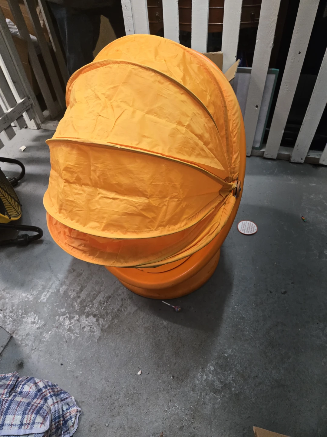 Orange Pod Chair with Retractable Canopy