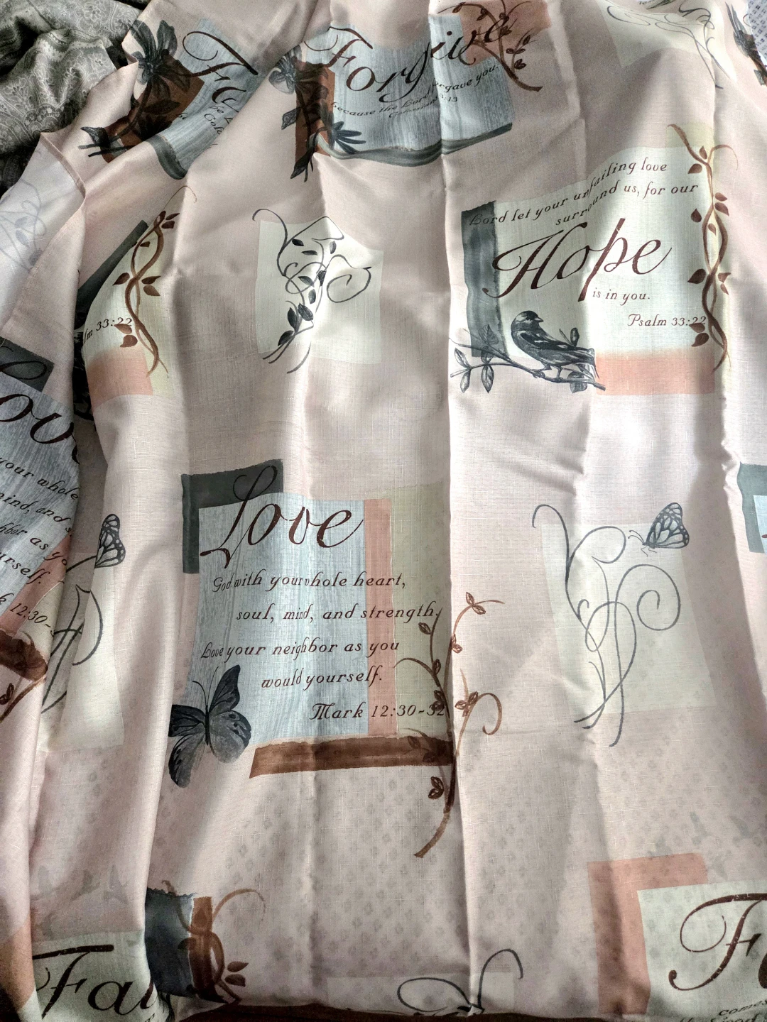 Inspirational Fabric with Bible Verses - Love, Hope, Faith