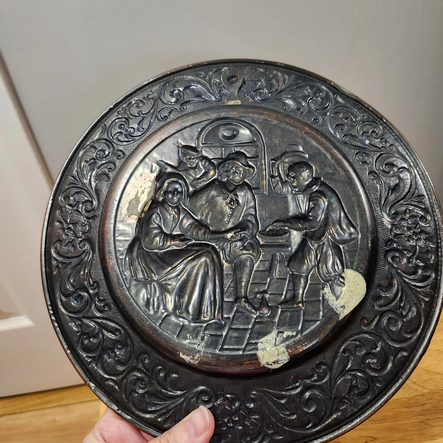 🏆Excellent Vintage Hammered Copper Wall Plate - photo 4