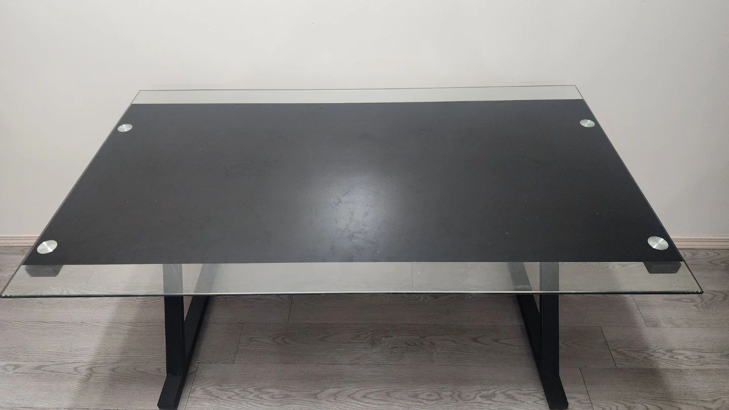 Glass Top Desk with Black Metal Frame - photo 4