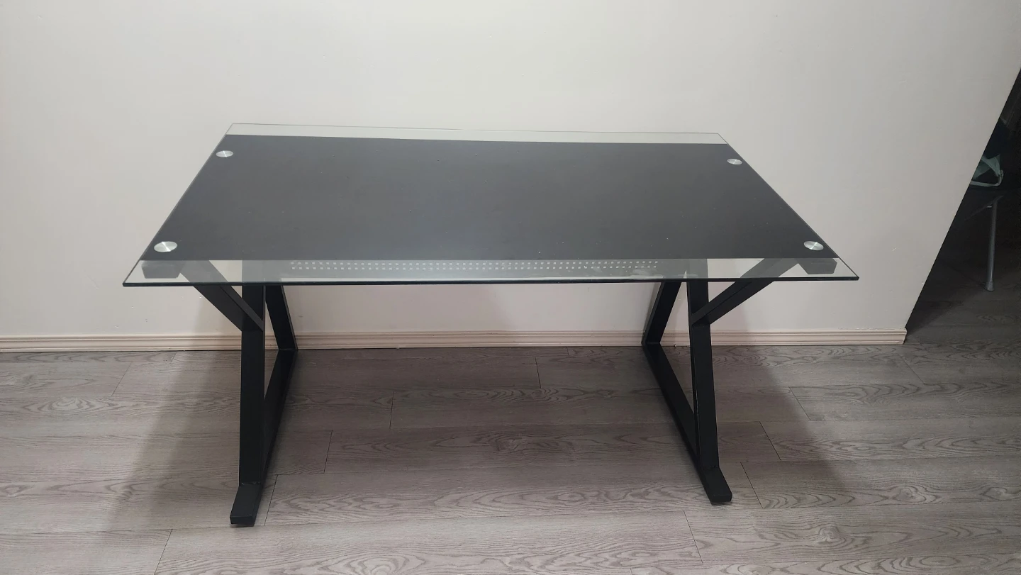 Glass Top Desk with Black Metal Frame - photo 5