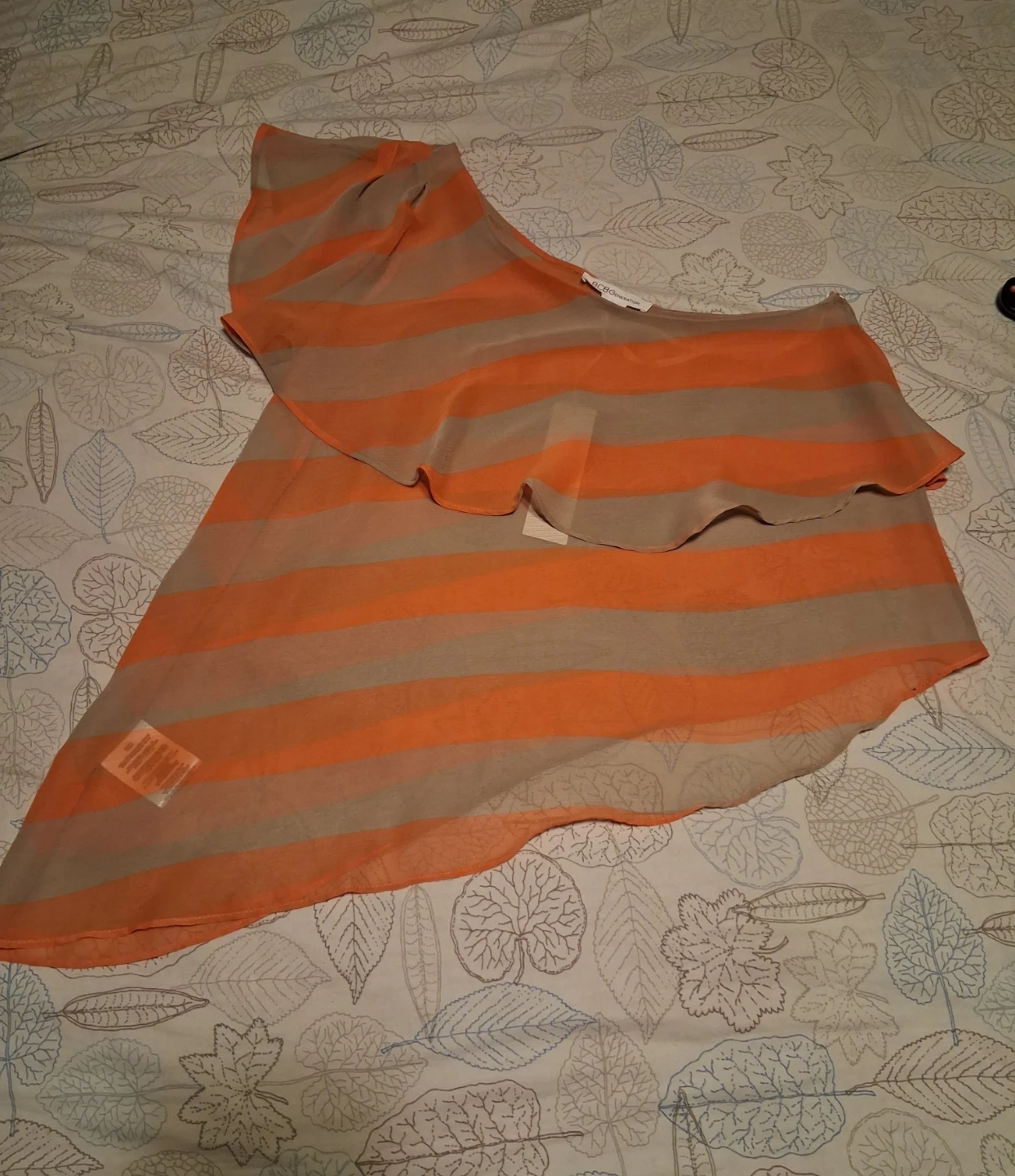 BCBGeneration Women's Orange Stripe Asymmetrical Top Size 10 - photo 2