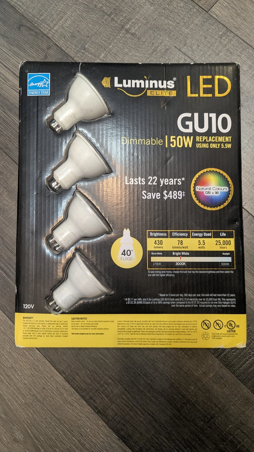 Luminus Elite LED GU10 Bulbs (4-Pack)
