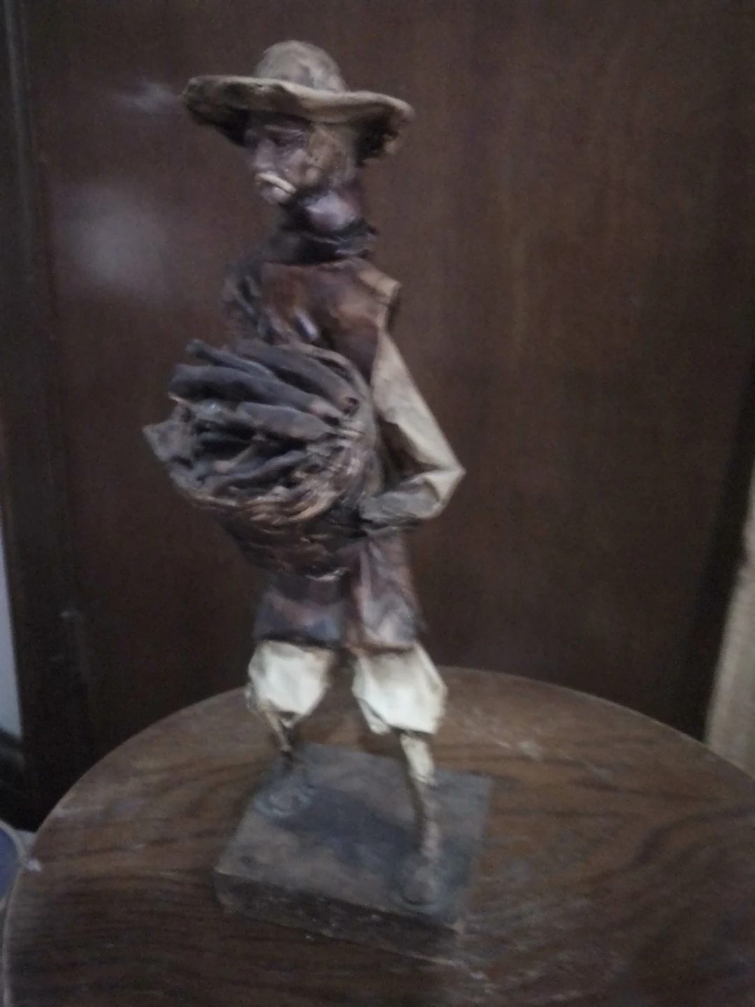 Handmade Folk Art Figure with Basket