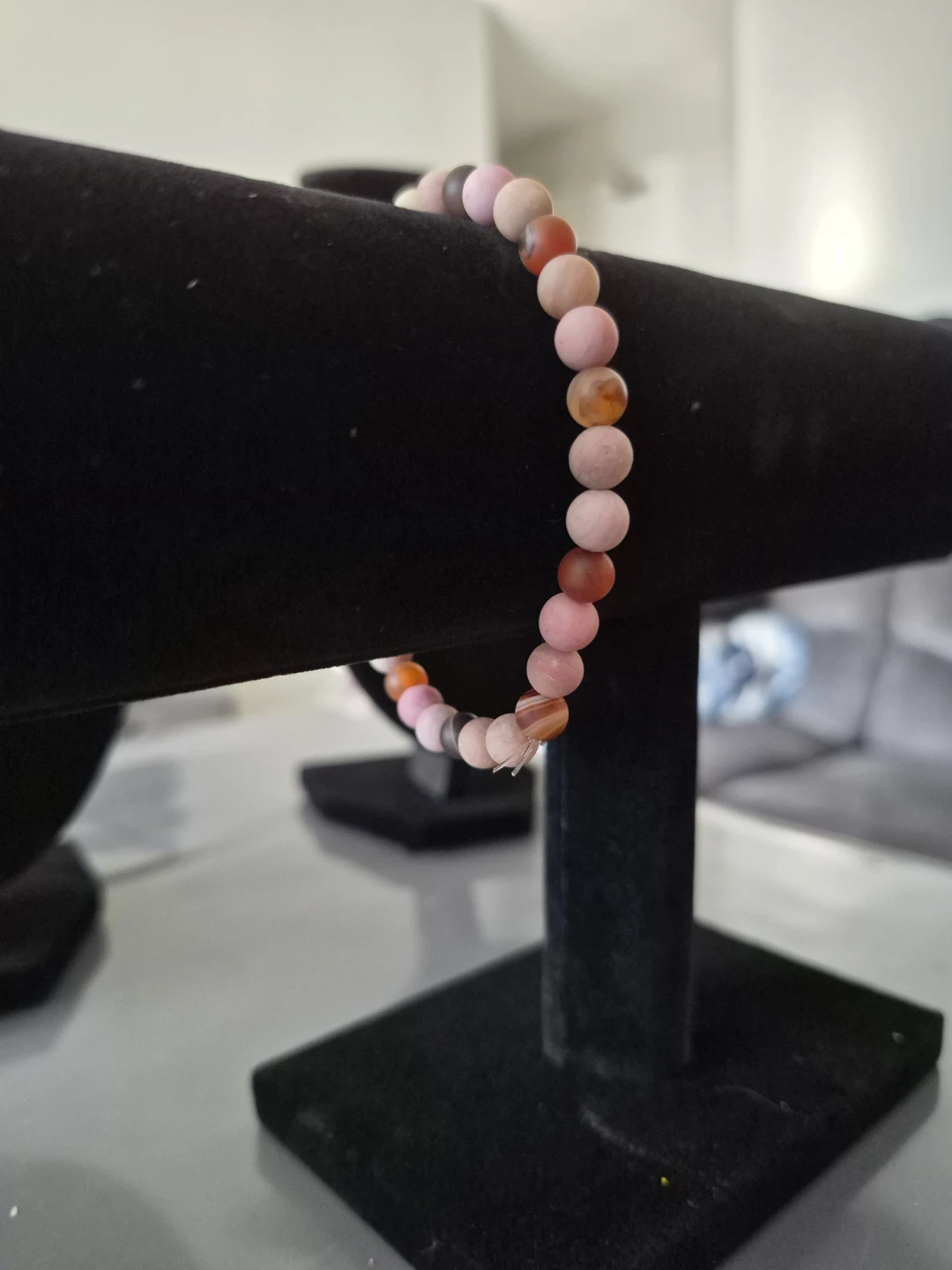 Rhodonite Matte 6mm Beaded Bracelet
