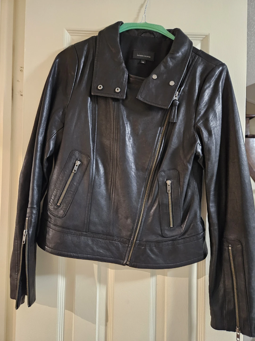 MACKAGE Black Leather Biker Jacket - Large