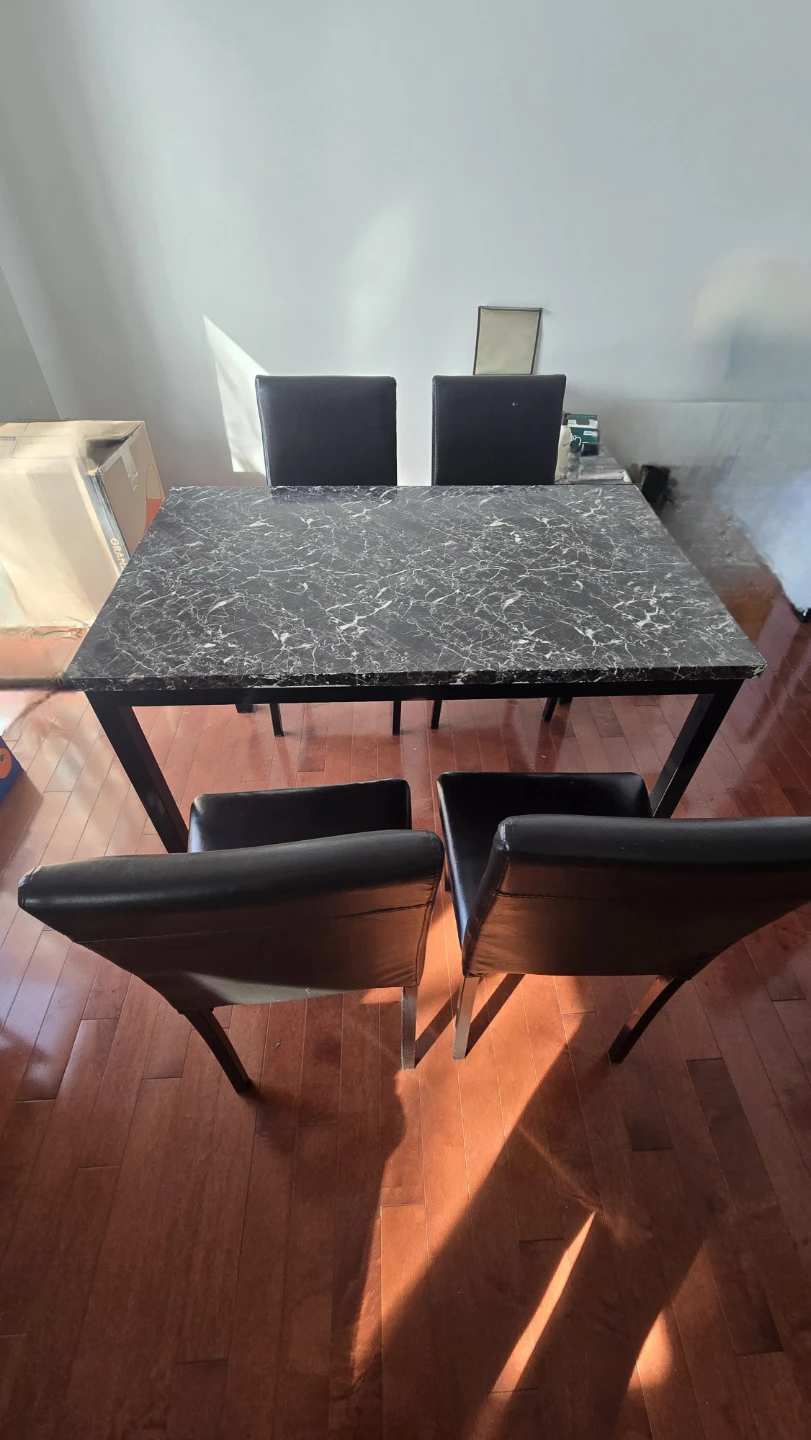 Dining Table with Marble Look Top