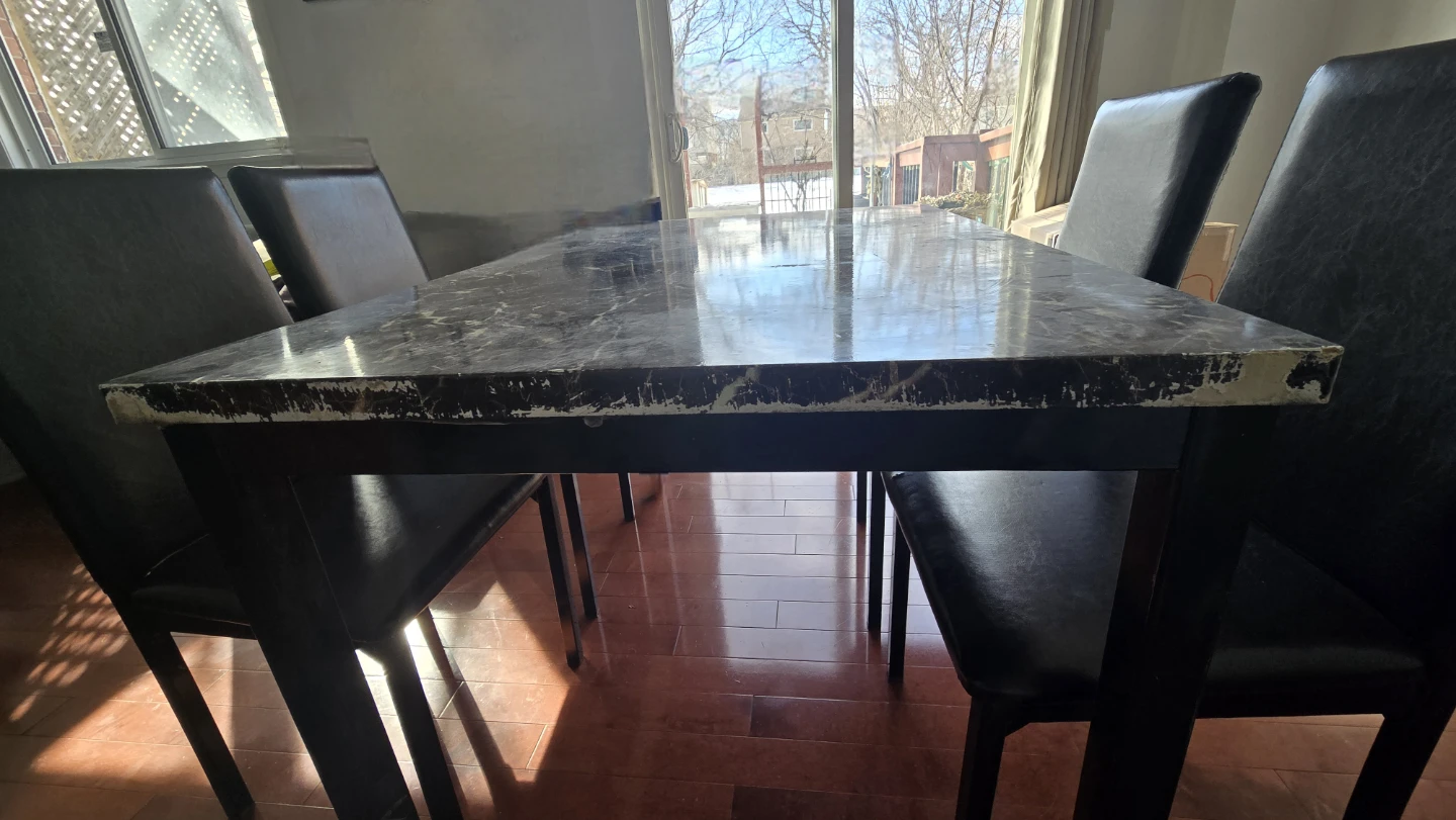 Dining Table with Marble Look Top - photo 2