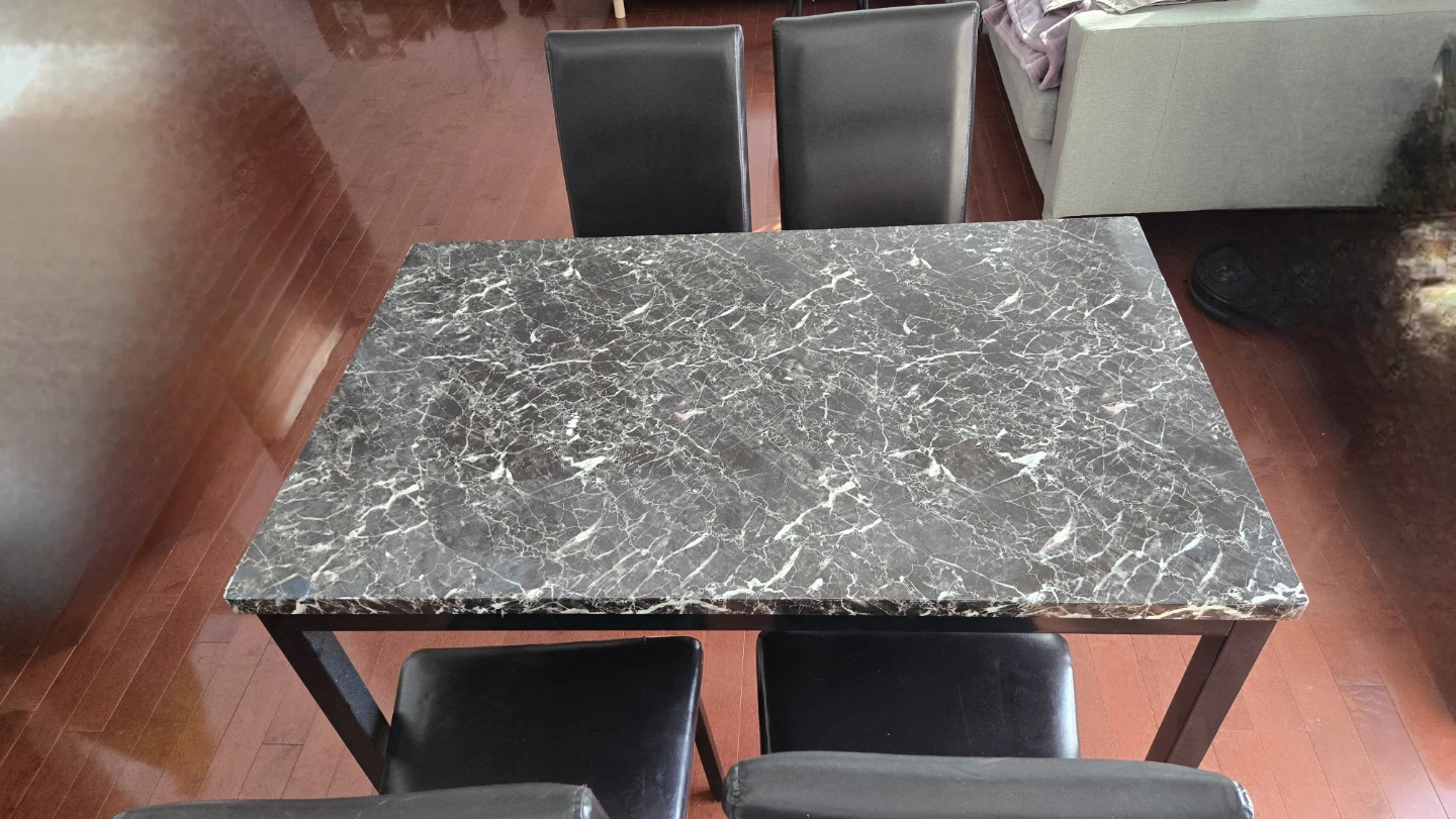 Dining Table with Marble Look Top - photo 3
