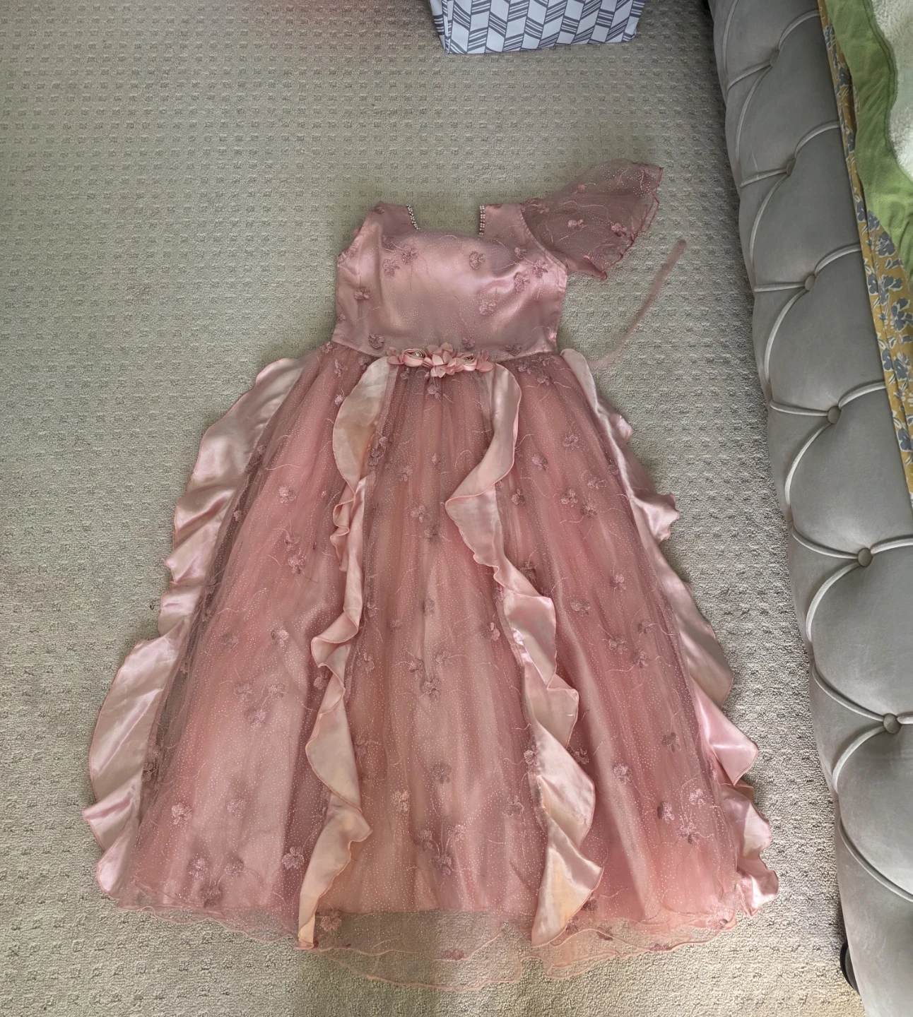 Pink Girls Formal Dress with Ruffles