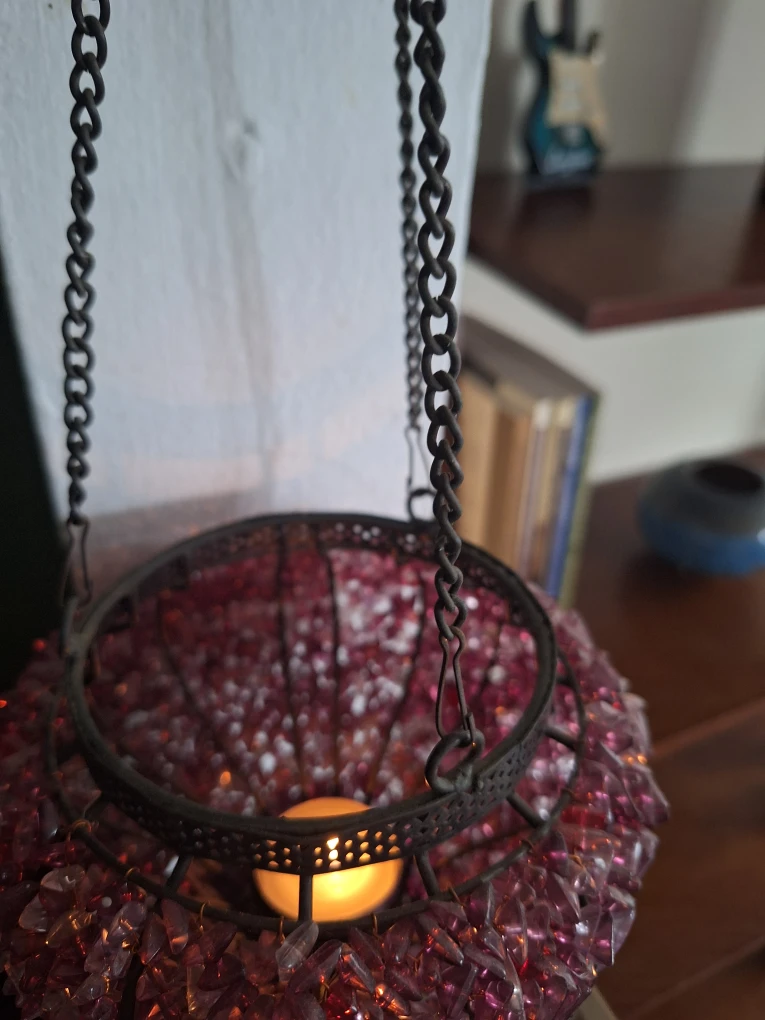 Hanging Lantern with Red Mosaic Glass - photo 2