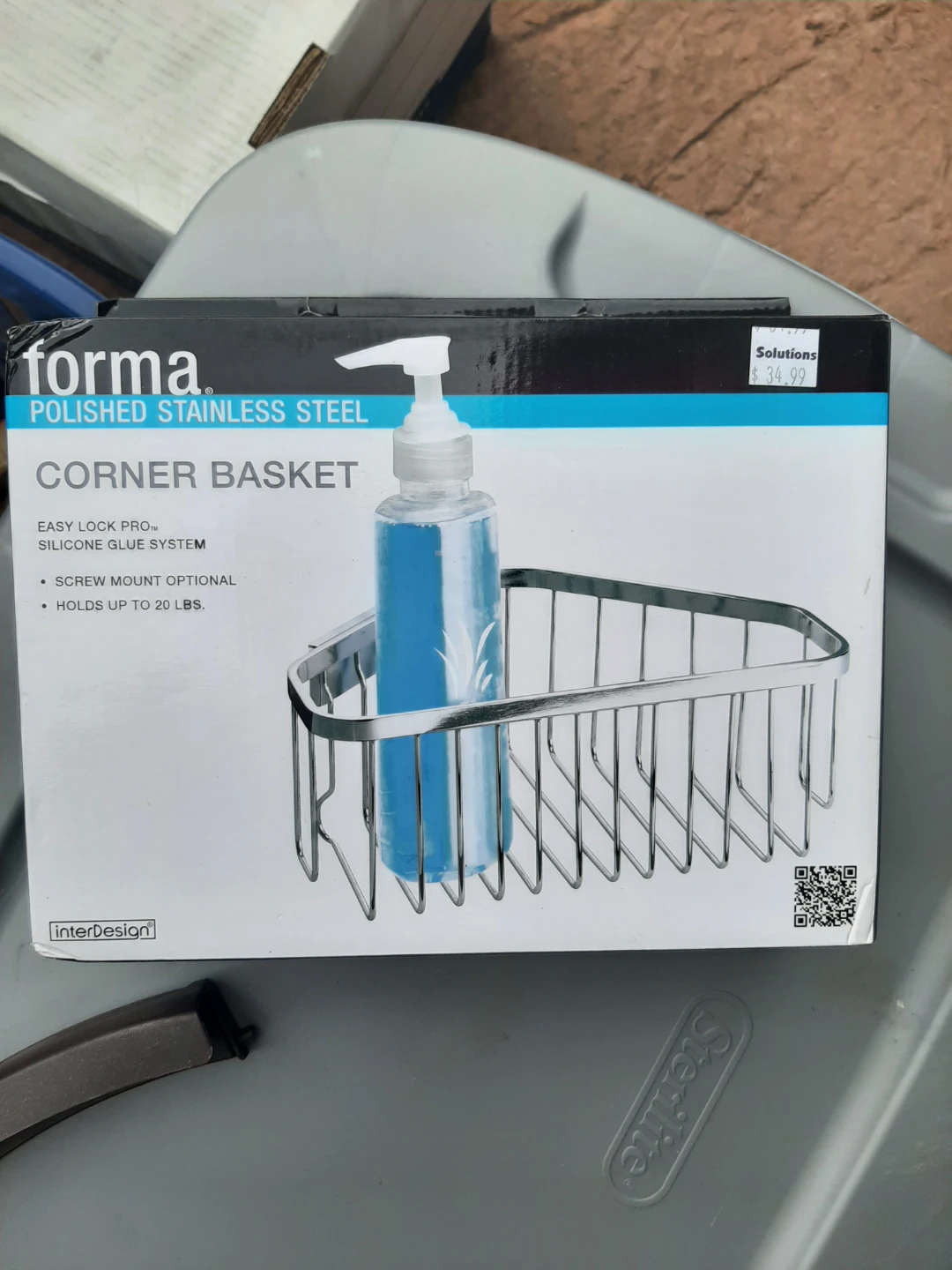 Polished Stainless Steel Corner Basket for shower
