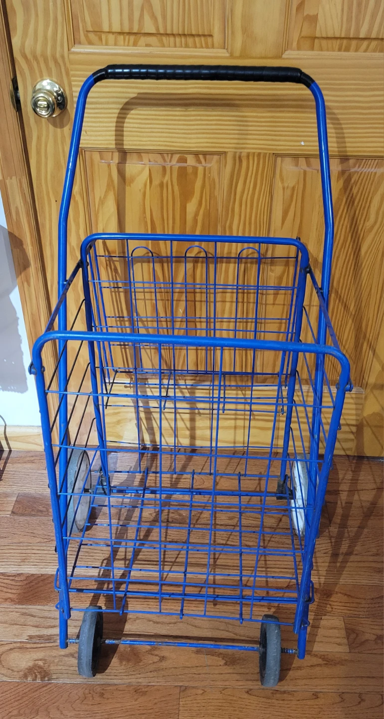 Blue Folding Shopping Cart - photo 2