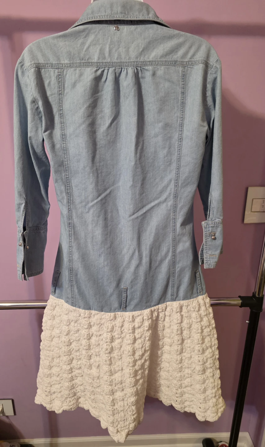 Simona Barbieri Twin set Denim Shirt Dress with Crochet Skirt S - photo 2