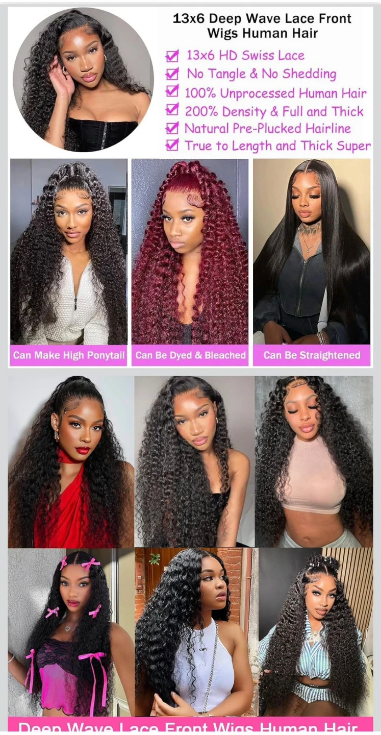 13x6 Deep Wave Lace Front Wigs Human Hair - photo 3