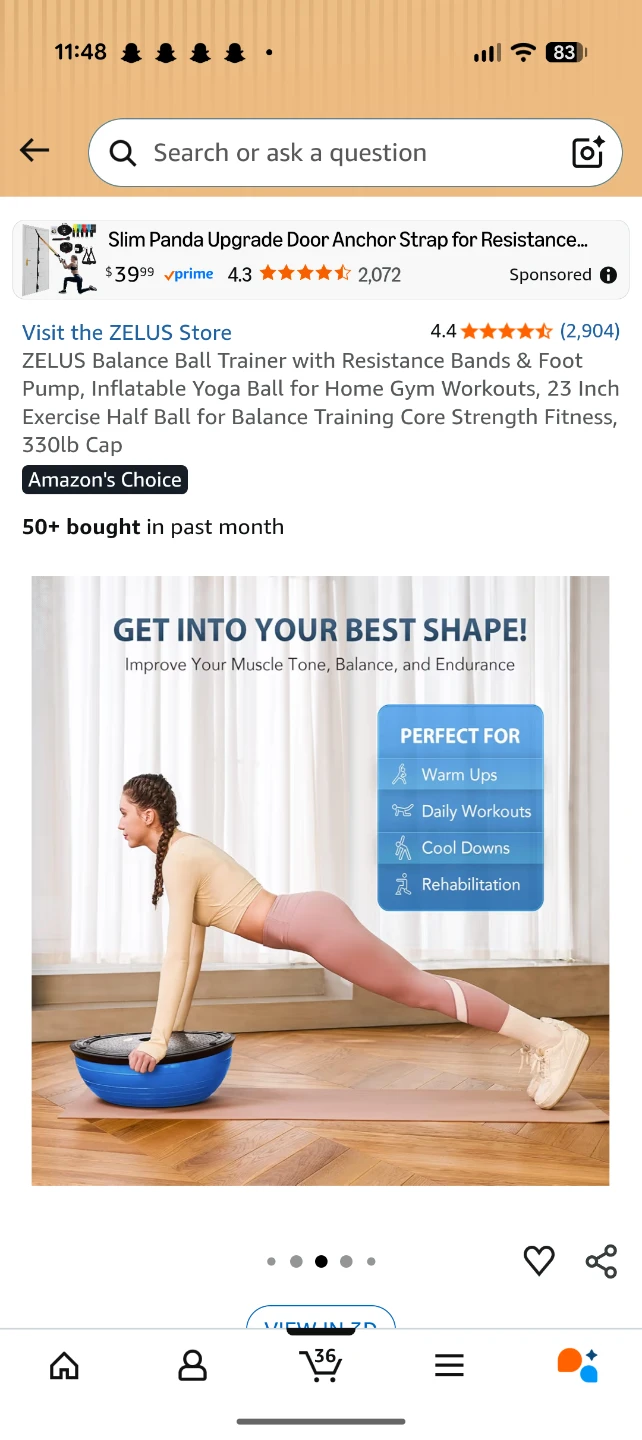 ZELUS Balance Ball Trainer with Resistance Bands - photo 3