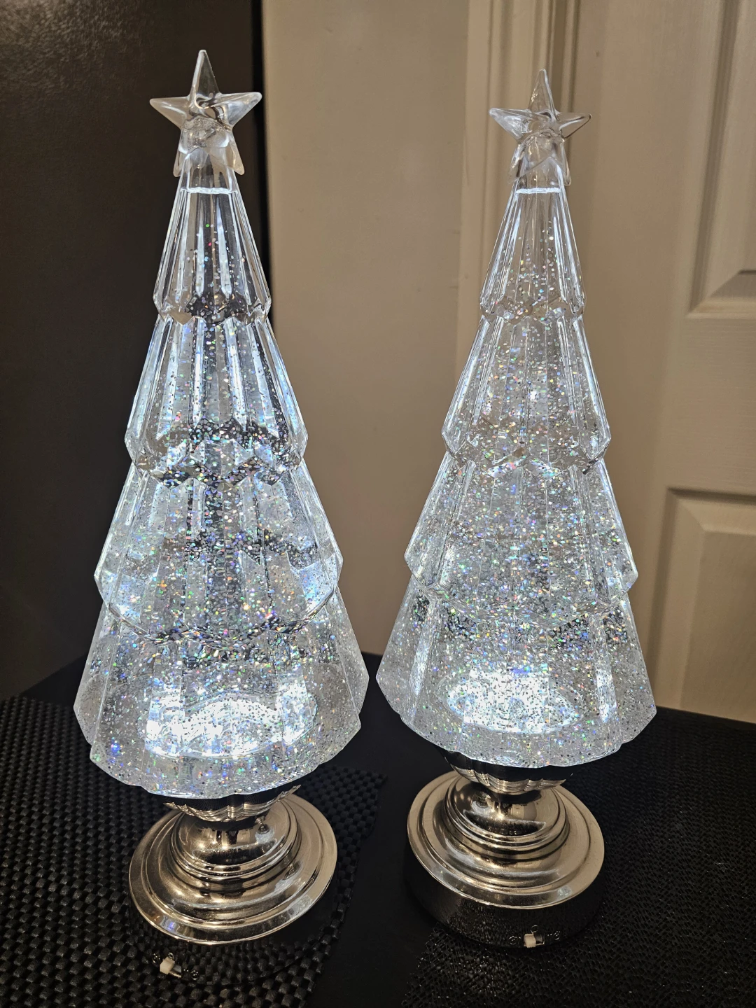 Pair of Light-Up Glitter Christmas Trees