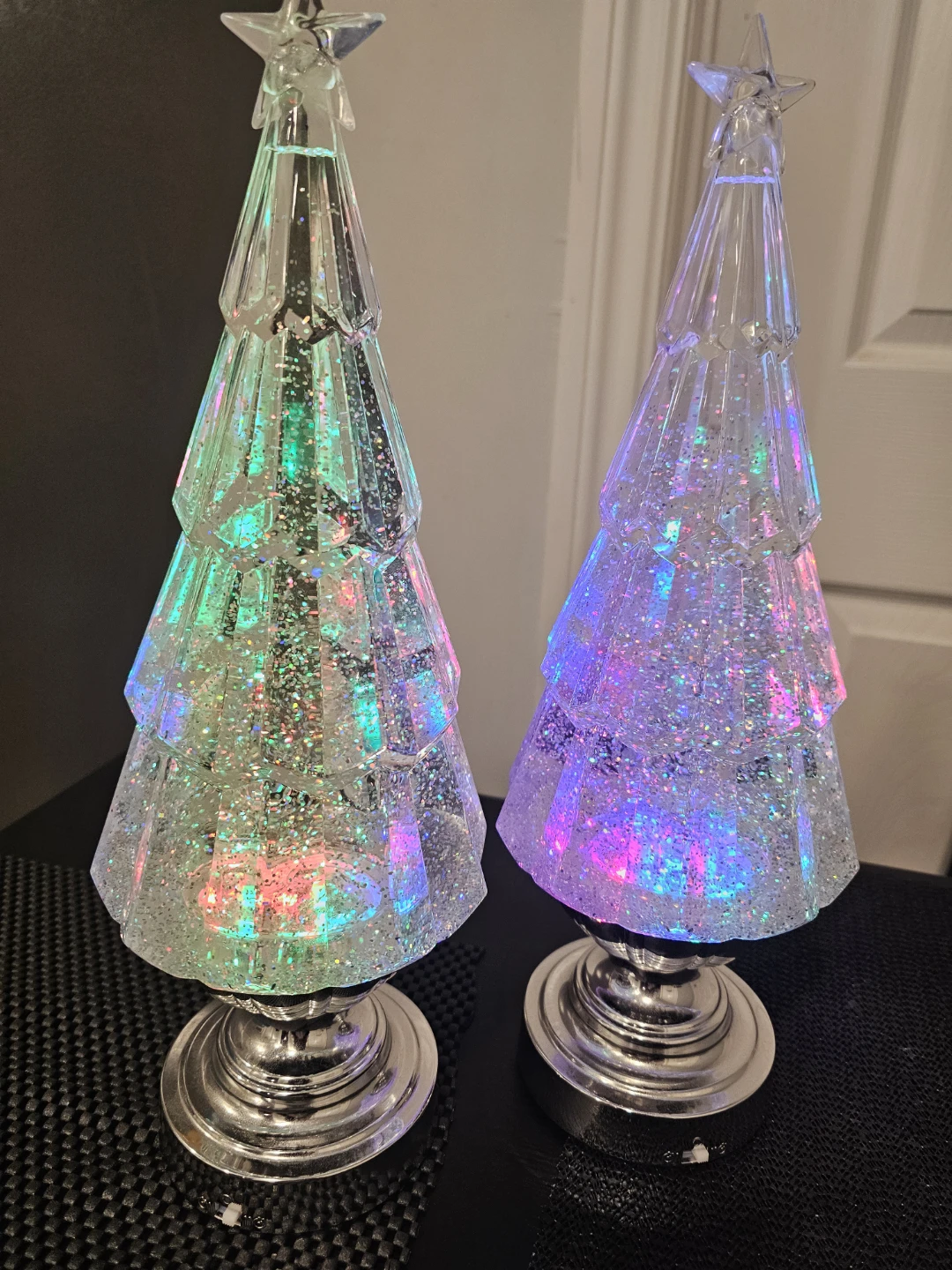 Pair of Light-Up Glitter Christmas Trees - photo 2