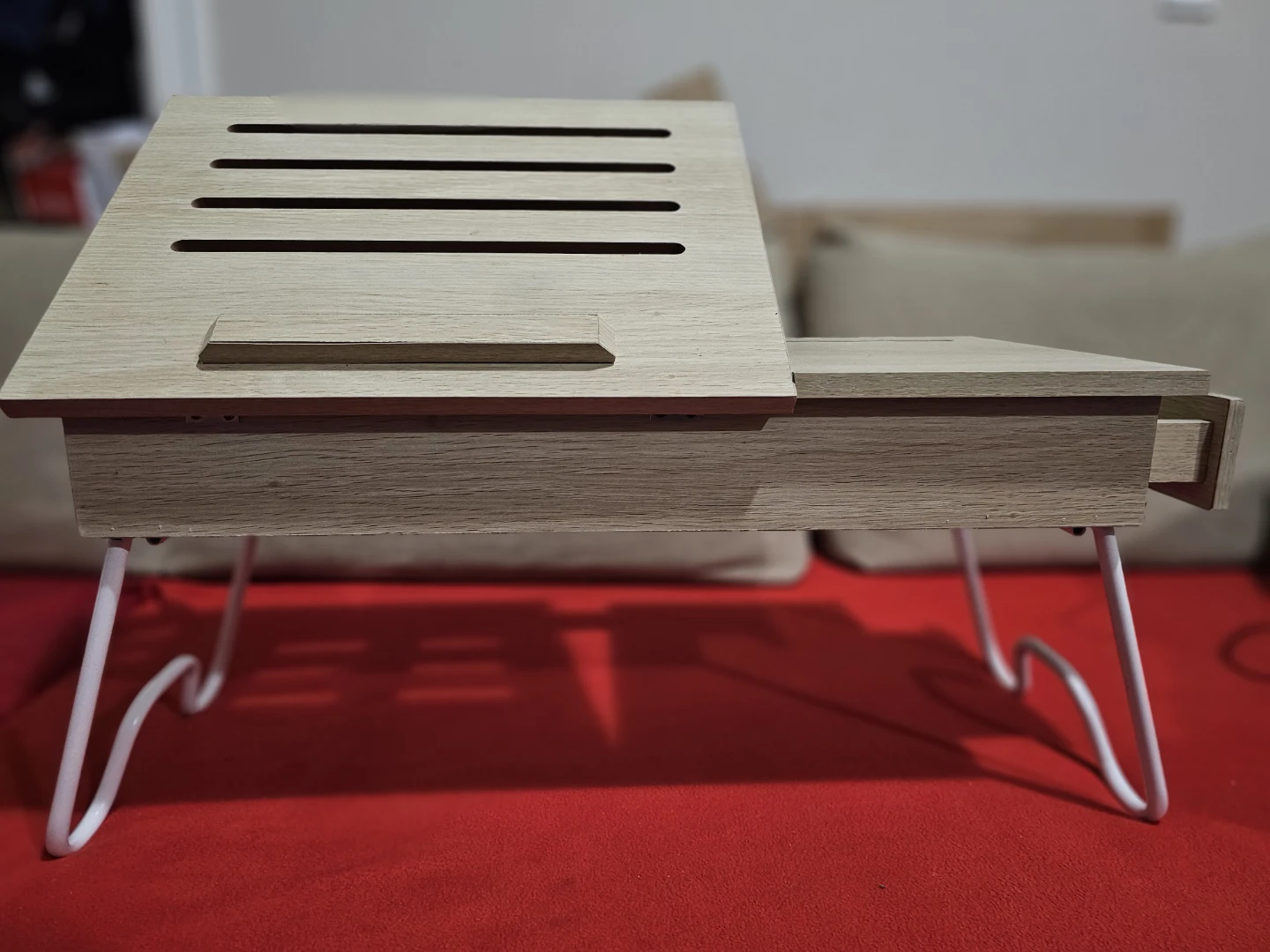 Wooden Laptop Bed Tray with Drawer - photo 3