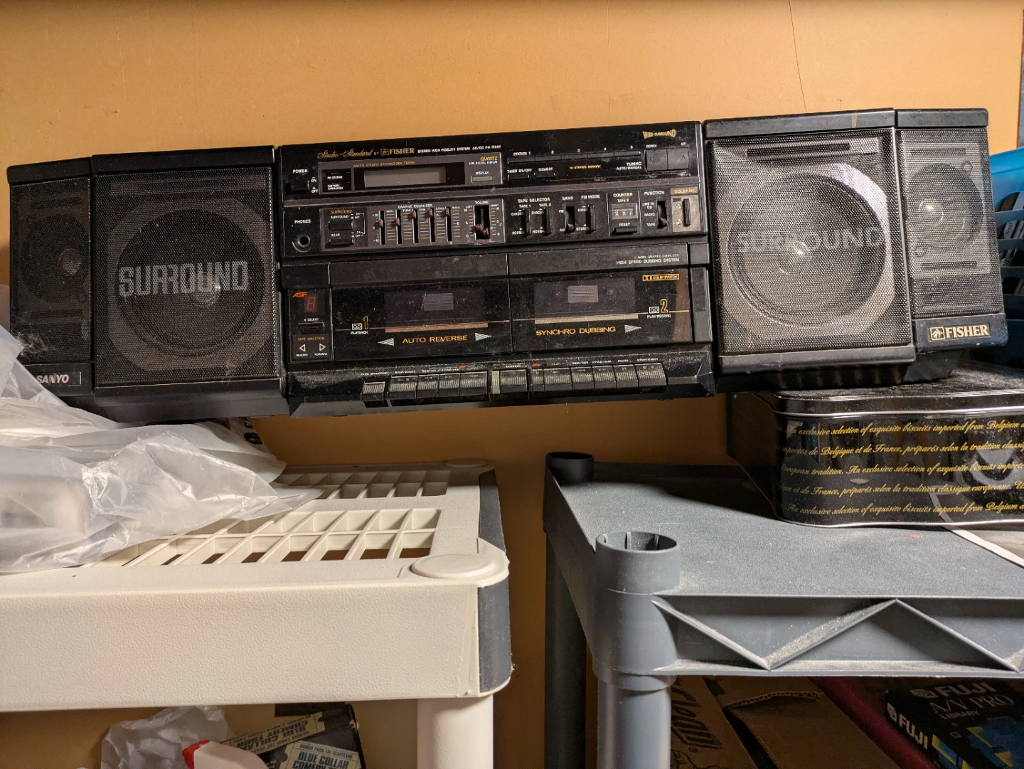 Boombox with Dual Cassette and Surround Sound