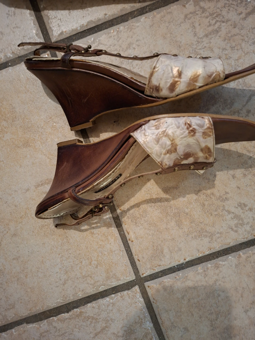 🥕 Brown Leather Wedge Heels with Studs🥕 - photo 2
