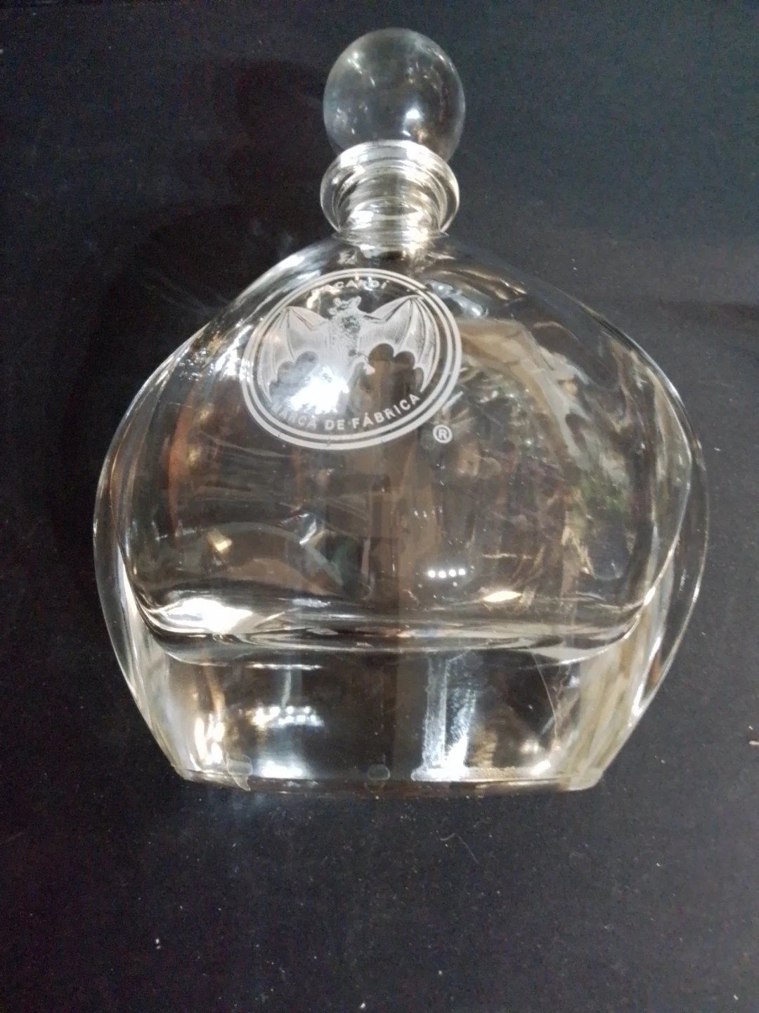 Bacardi Etched Bat Glass Decanter with Stopper
