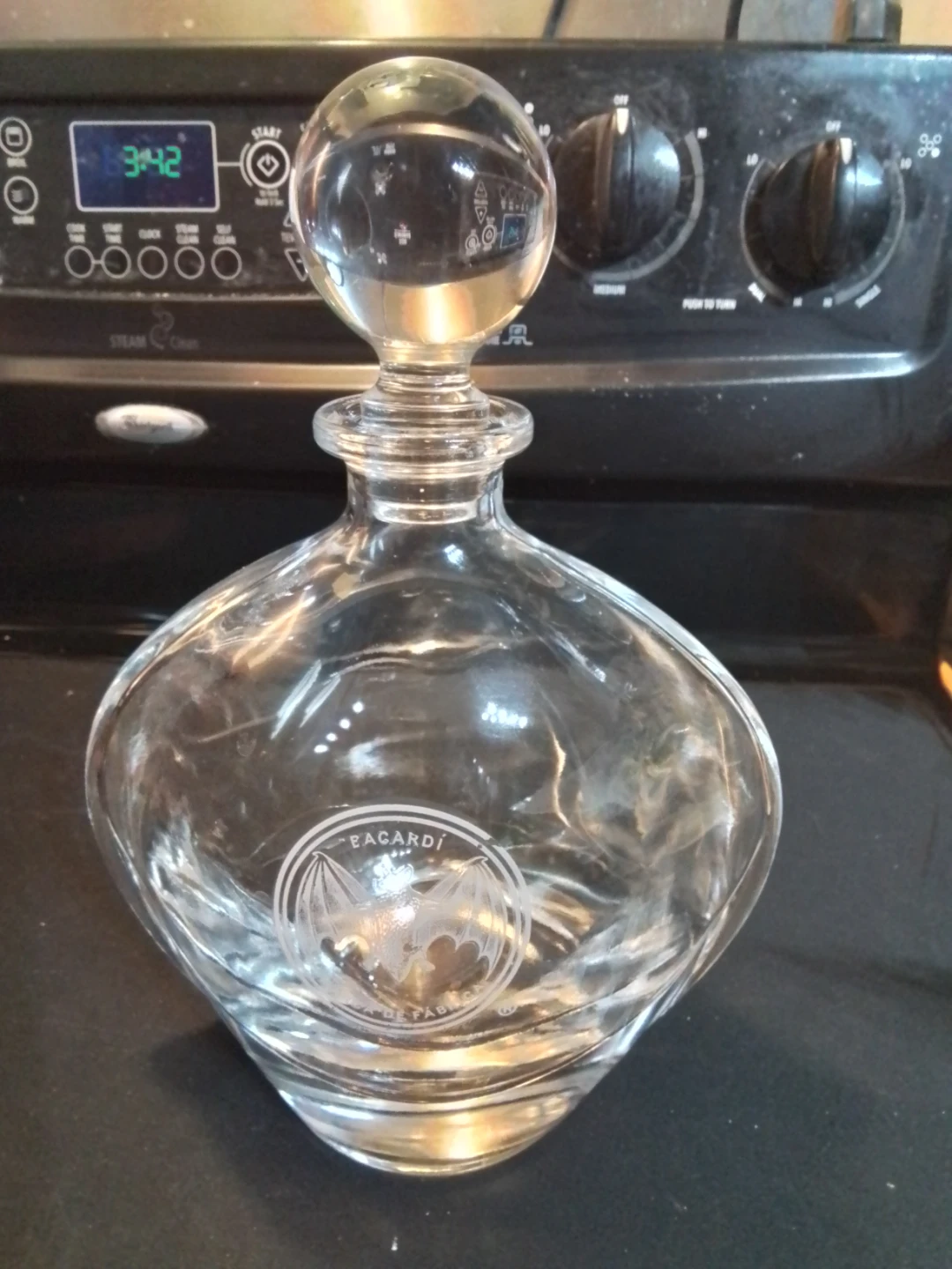 Bacardi Etched Bat Glass Decanter with Stopper - photo 2