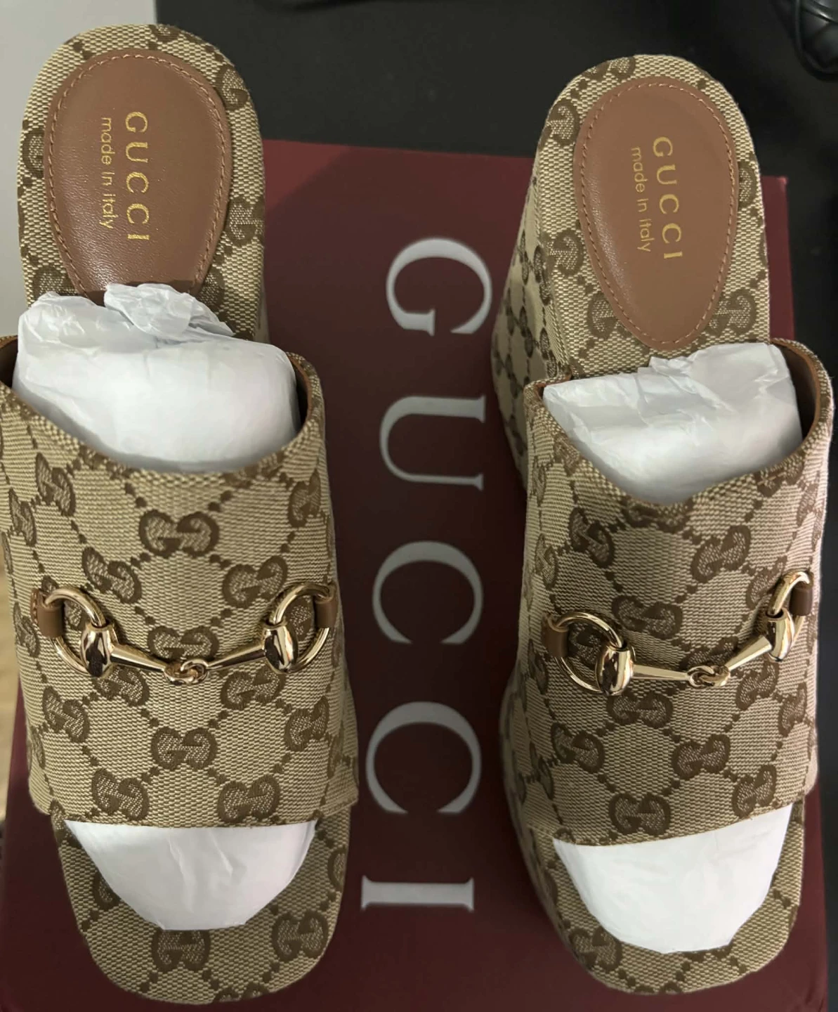Gucci Horsebit Wedge Mules