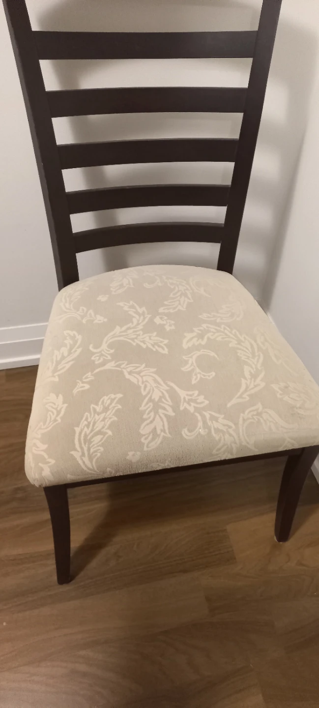 Dark Wood Dining table and 8 chairs with Patterned Upholstery - photo 3