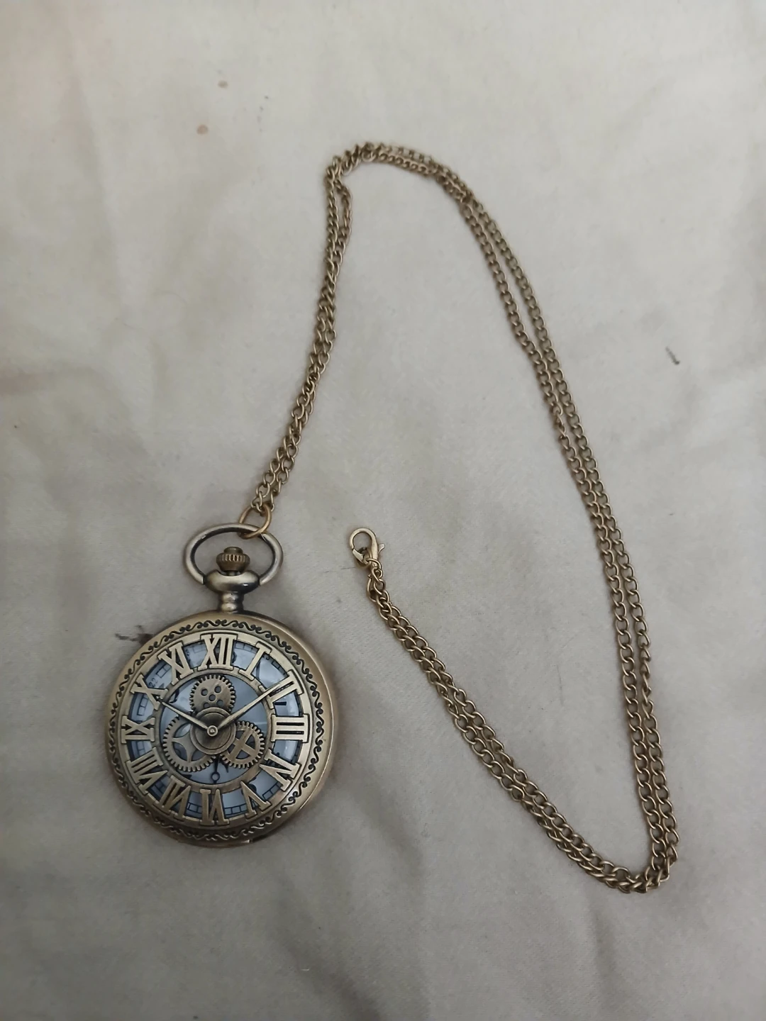 Bronze Coloured Zinc Alloy Vintage Quartz Pocket Watch - photo 3