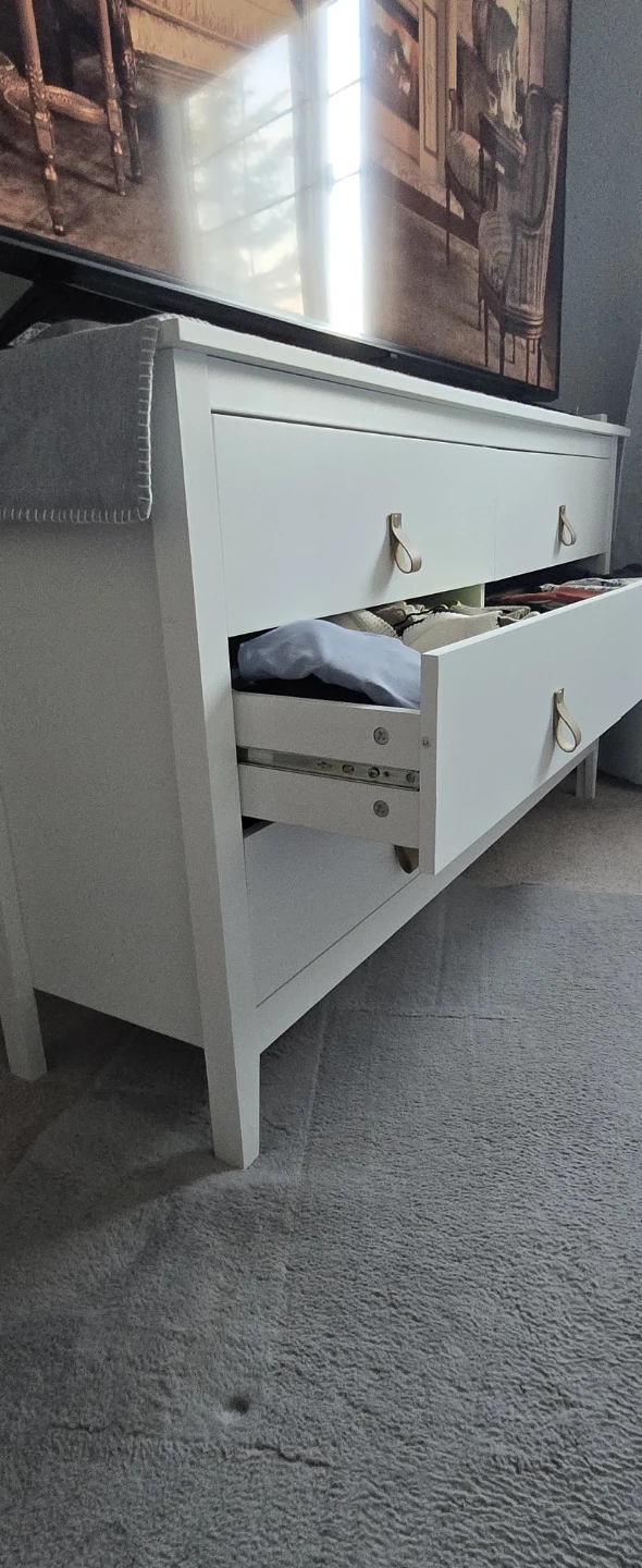 White 6-Drawer Dresser with Leather Pulls - photo 2