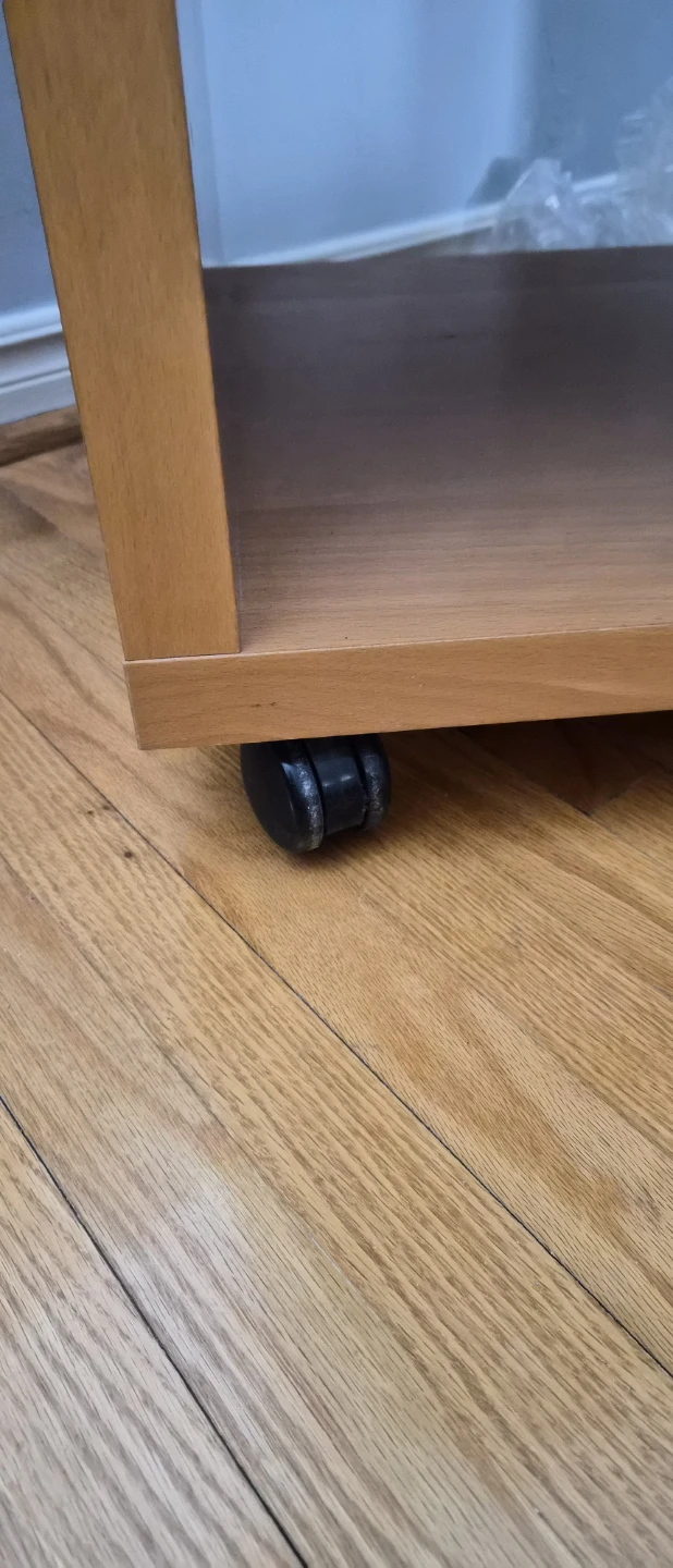 Light Wood side table with Wheels - photo 3
