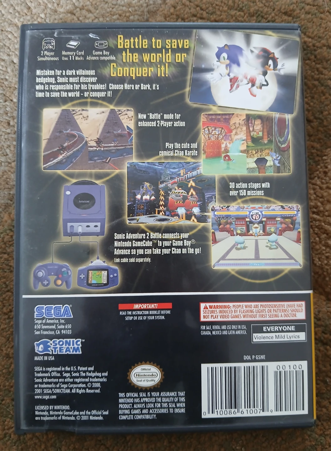 Sonic Adventure 2 Battle Nintendo GameCube - photo 2