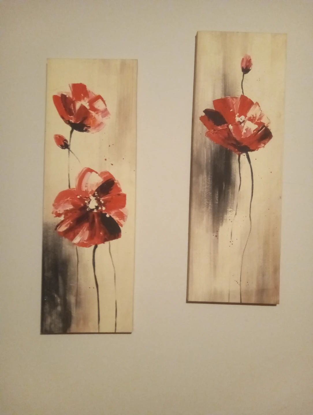 Set of 2 Red Poppy Canvas Wall Art
