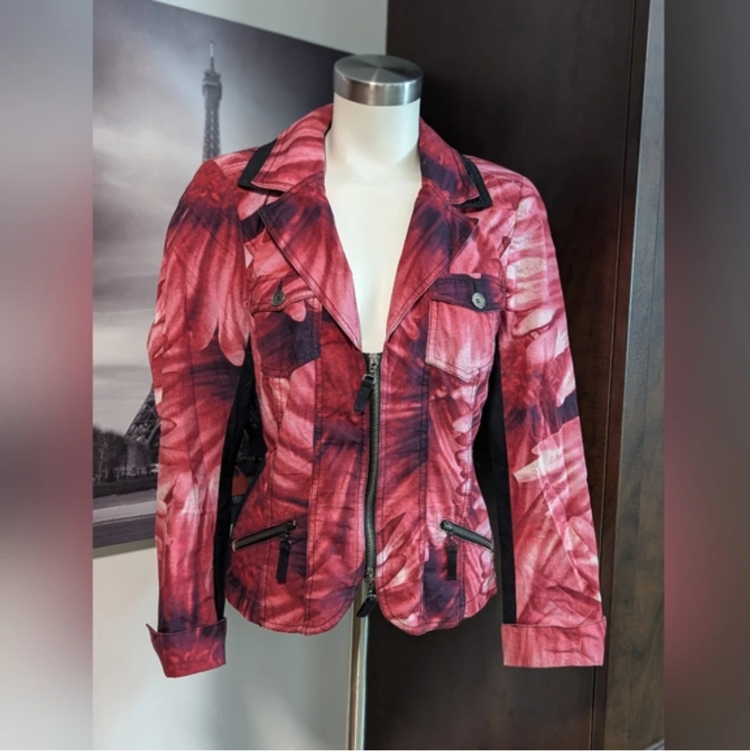 Women's Floral Print Moto Jacket size 14
