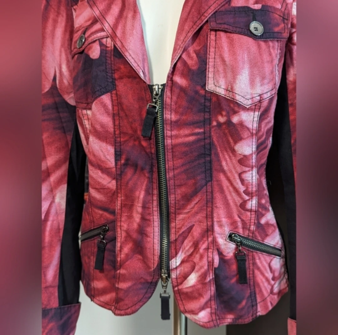 Women's Floral Print Moto Jacket size 14 - photo 5