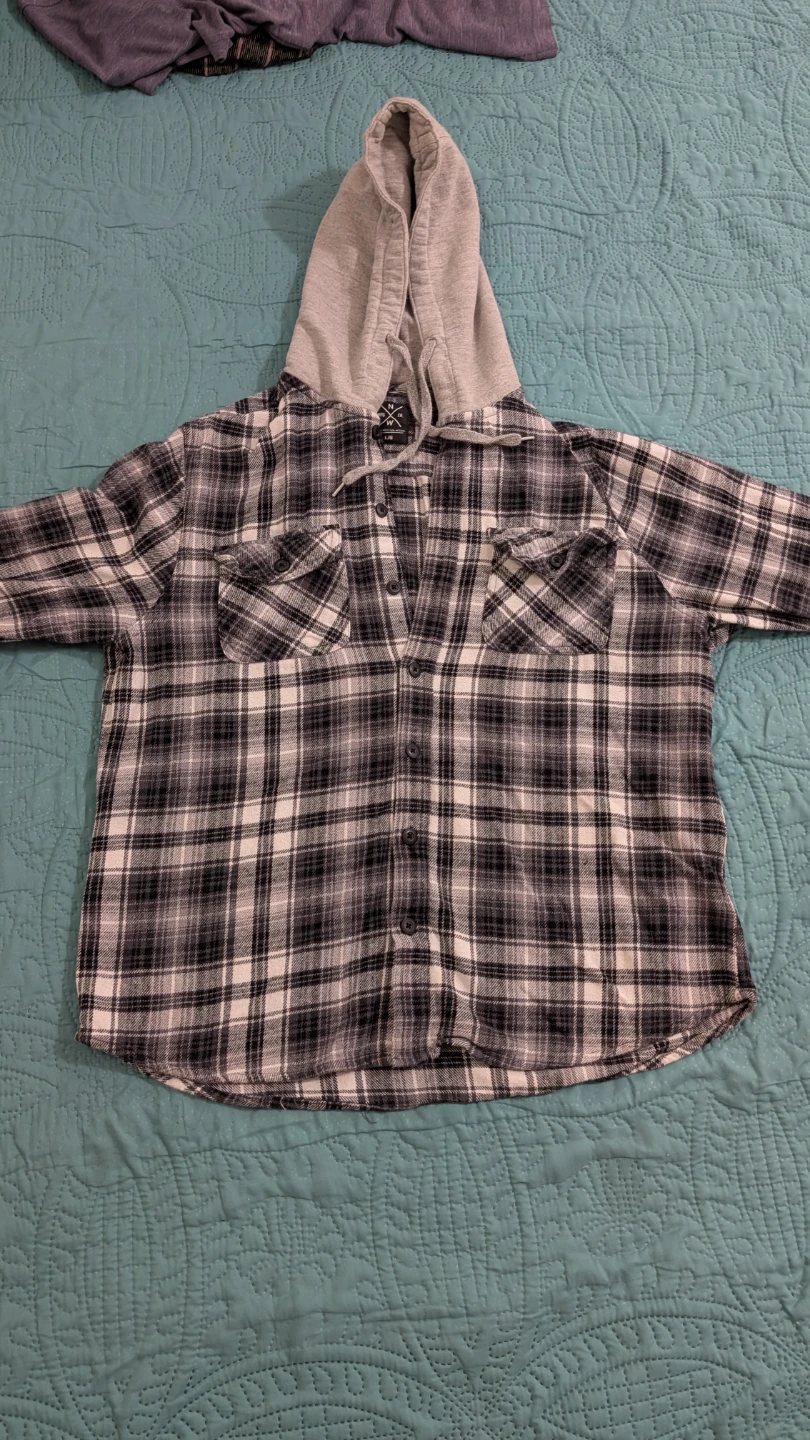 NW MFG Co. Plaid Flannel Hooded Shirt L/G