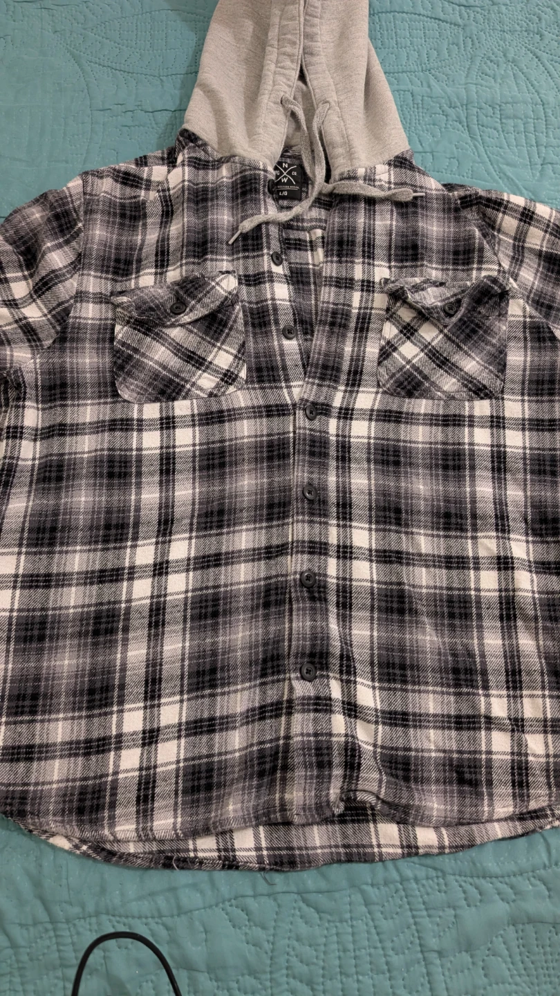 NW MFG Co. Plaid Flannel Hooded Shirt L/G - photo 2