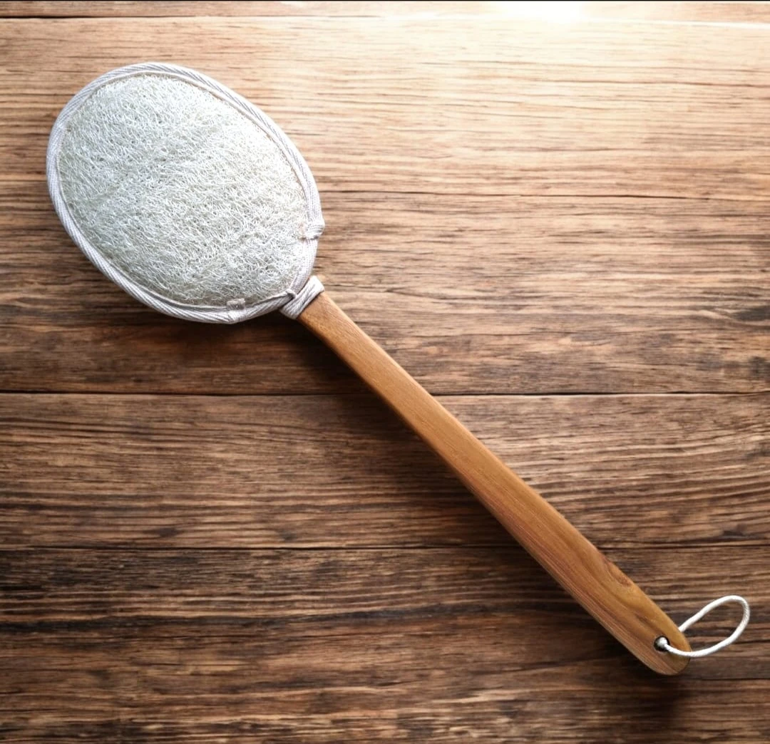 Loofah Back Scrubber with Teak Wood Handle🏆